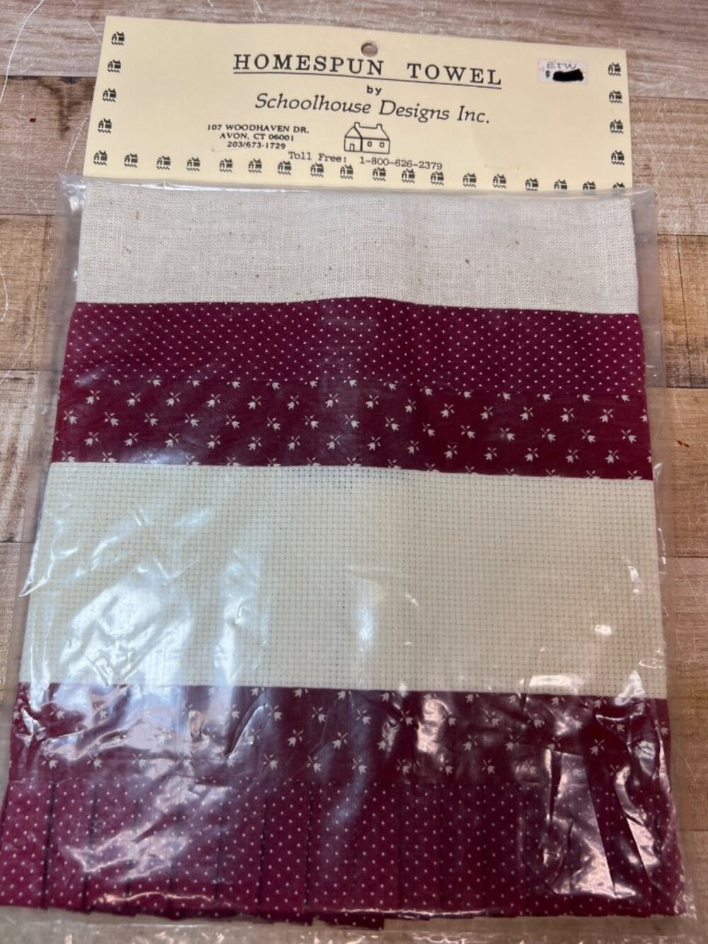 Homespun Towel 26" X 16" Osnaburg Cotton With Aida Insert For Cross Stitch
